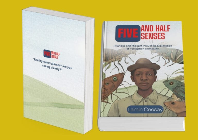 five and half sense book cover of lamin ceesay's novel set in the gambia